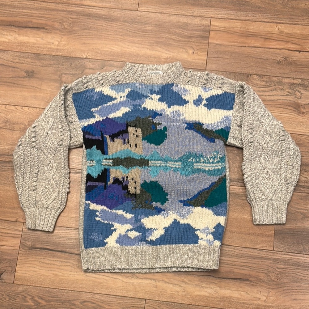 Vintage Peter G's General Store Hand Knitted Wool Sweater Popcorn Fisherman